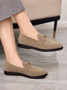 Sleekvia Mocasines planos versátiles y casuales con decoración de flecos para ir y venir - Albaricoque - Ver 4