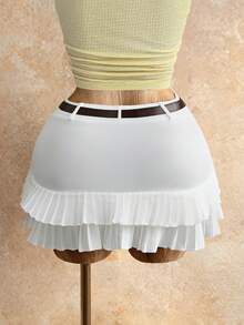 Mistrie Women's Fashionable Versatile Solid Color Pleated Mini Skirt, Summer - White - View 2