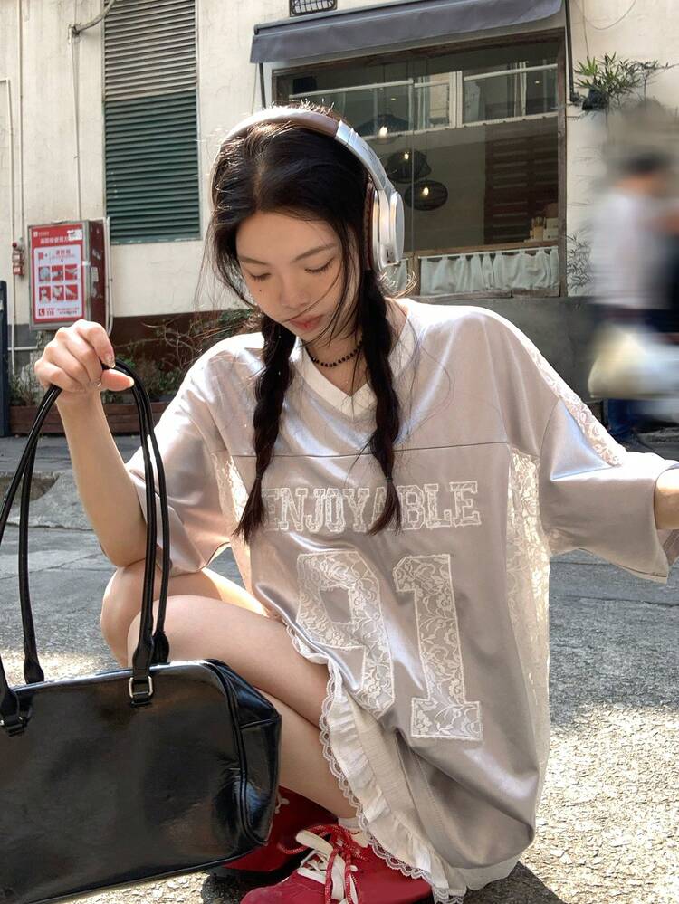 Women's Ballet Style Sports Jersey T-Shirt, Korean Casual Short Sleeve Tee, Fresh Summer