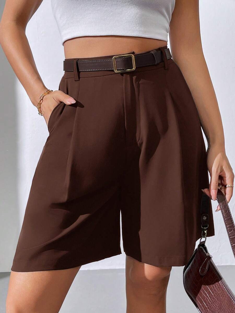 Auralis Plus Size Summer Black Quarter Pants, Slacks ,Shorts Back To School Outfits Teacher Outfits - Brown - View 1