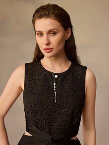 MOTF PREMIUM Dây chuyền mạ vàng 18K tối giản đính ngọc trai giả - Bạc - Xem 3