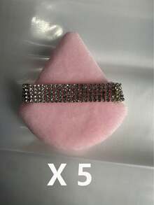 Diamond-Studded Triangular Powder Blotting Soft Crystal Velvet Setting Powder Puff Makeup Powder Blotting Sponge Beauty Fan-Shaped Sponge Tool - Pink - View 15