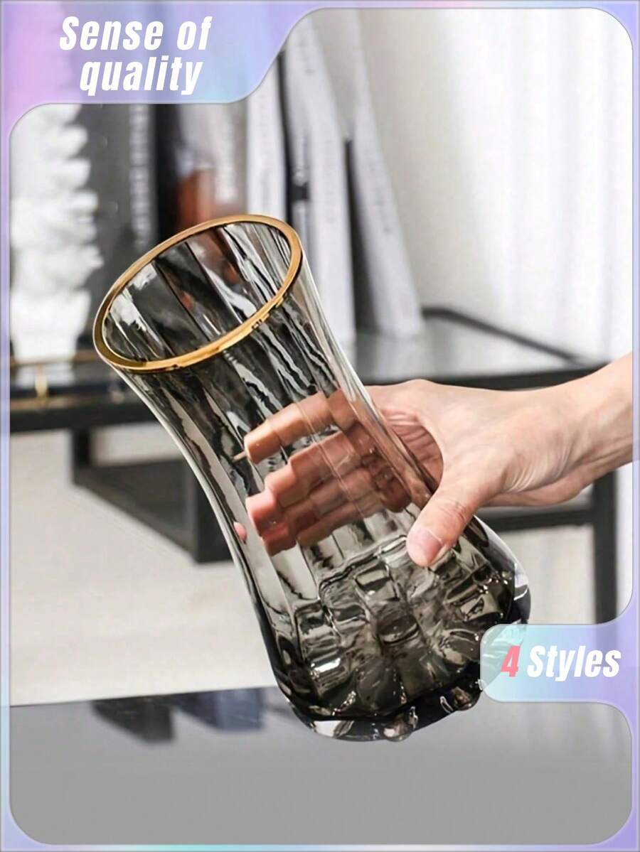 1 件现代玻璃花瓶现代条纹圆柱玻璃花瓶 - 艺术装饰花瓶，适合家庭、客厅、卧室、咖啡桌、办公桌、接待礼物生日毕业 - 彩色 - 查看 1