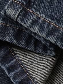 DAZY 女士低腰喇叭牛仔裤，休闲又性感 - 深色水洗藍 - 查看 7