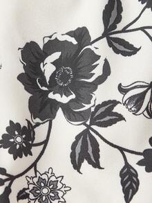 SHEIN MOD Gaun Wanita Motif Bunga Blok Warna, Gaun Musim Panas, Gaun Elegan - Hitam dan Putih - View 3