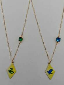 HARRY POTTER X SHEIN Cross-Border Hot-Selling Zinc Alloy Cartoon Pattern Printing Pendant, Diamond-Encrusted Pendant, A Set Of Exquisite Thin Chain Necklace, Niche High-End Sense, Simple And Cute, Suitable For All Kinds Of Parties, Concerts, Festivals - Gold - View 7