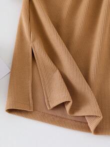 2pcs/Set Young Girls Ivory Ribbed Knit Tank Top And Khaki Skirt, Children Casual Minimalist Daily Outfit, Summer - White - View 4