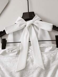 Airaco Women's Elegant Jacquard Backless Tie-Front Halter Top, Sexy Beach Vacation Style - White - View 5