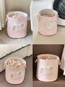 Zazumi 1Pc/2Pcs Home Dorm Collapsible Laundry Hamper, Cute Large Capacity Clothes Storage Basket - Multicolor - View 4