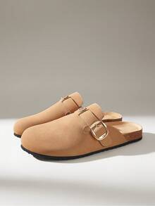 Solecia Women's Casual Slip-On Flat Shoes With Buckle Design, For Daily Wear - Beige - View 2