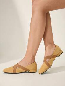 CUCCOO CHICEST Women Shoes Women's Elastic Band Design Daily Versatile Low Heel Shoes - Coffee Brown - View 5