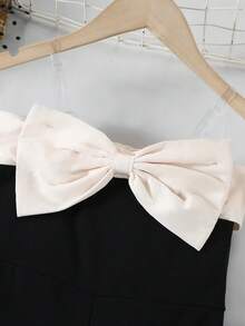 SHEIN 女童纯色编织连体裤休闲裤 - 黑與白 - 查看 5