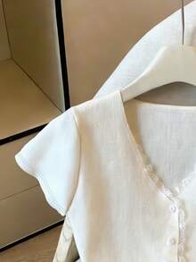 GlowEve New Arrival Comfortable Soft Casual Party Cardigan With Contrast Lace V-Neck Knit Blouse, Spring/Summer - White - View 3