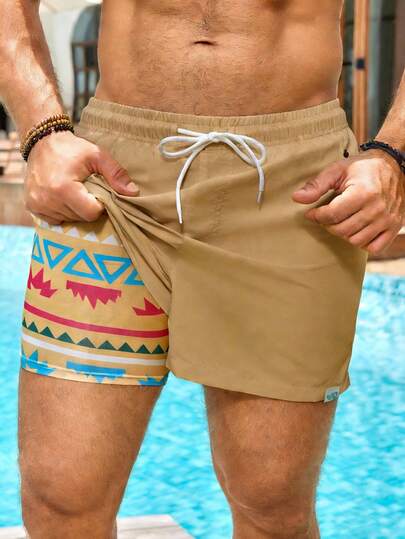 ZELFYO شورتات شاطئ للرجال ذات خصر مطاطي مع رباط سحب
