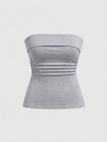ROMWE Grunge Punk Áo hai dây crop top in họa tiết da báo phong cách Y2K Subculture với đường xẻ tà dành cho nữ - Xám - Xem 3