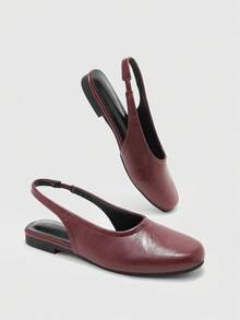 CUCCOO BIZCHIC 女士时尚舒适百搭方头平底鞋 - 酒紅色 - 查看 10