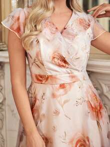 Amorya 女士优雅印花连衣裙，适合婚礼等夏季场合的连衣裙 - 彩色 - 查看 8