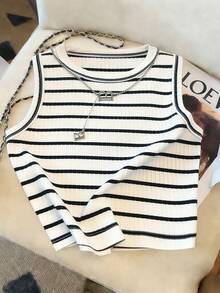 GlowEve Women's Casual Striped Fitted Tank Top, Summer - Multicolor - View 4
