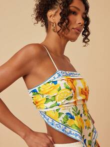 Travachic 女士印花不对称下摆吊带背心和短裤休闲两件套 - 彩色 - 查看 5