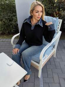 Cioccolato Women's Elegant Turtleneck Casual Long Sleeve Knit Sweater - Black - View 1