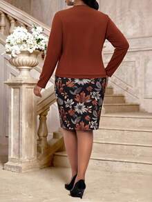 Fleurora Đầm in hoa cỡ lớn dành cho nữ và áo khoác cardigan tay dài không cài cúc phía trước, trang phục công sở thường ngày, trang phục công sở trang trọng, bộ đồ hai mảnh dành cho nữ, trang phục văn phòng cho nữ, bộ đồ thanh lịch dành cho nữ, trang phục công sở thường ngày cho nữ với đường cong quyến rũ, đầm in hoa kèm áo blazer, đầm công sở trang trọng dành cho nữ, đầm hoa, bộ đồ hai mảnh dành cho nữ, bộ vest váy dành cho nữ. - Nhiều màu - Xem 2