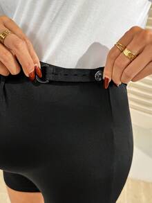 SHEIN Bộ đồ bầu 2 món kiểu dáng thường ngày, áo thun và quần short in họa tiết New York. - Đen và trắng - Xem 4