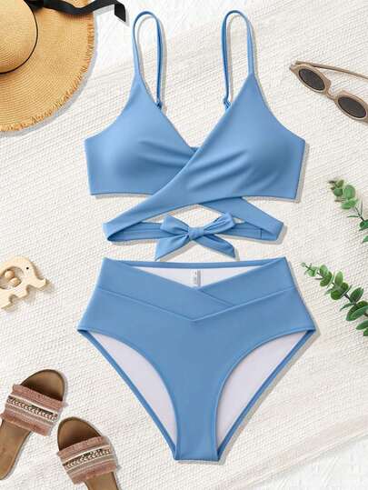 Bikini minimalista de unicolor 2026, ropa de baño de playa de vacaciones de verano