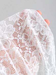 Sweetra Lace Patchwork Halter Backless Fitted Women Tank Top - Pink - View 4