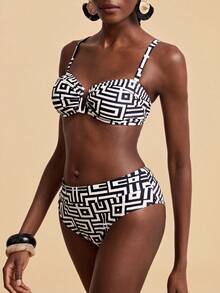 Travachic Bộ đồ bơi hai dây họa tiết hình học gợi cảm dành cho nữ - Nhiều màu - Xem 4