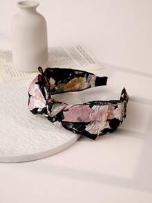 Enchnt Bow Decor Floral Print Headband For Daily Casual Outing Wear Boho Valentine's Day Valentines,Hairband,Hair Hoop Headbands Hair Accessories - Multicolor - View 14