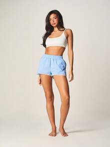 MISSGUIDED Calzoncillos tipo bóxer de algodón cómodos con estampado a cuadros y detalles de encaje delicado en los bordes - Azul - Ver 3