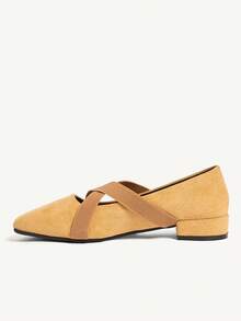 CUCCOO CHICEST Women Shoes Women's Elastic Band Design Daily Versatile Low Heel Shoes - Coffee Brown - View 9