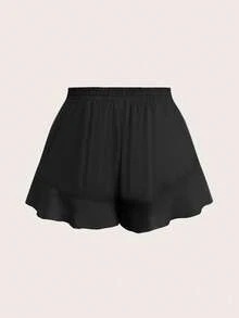 Elaquor 夏季大码休闲纯色短裤 - 黑色 - 查看 9