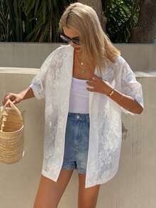 DAZY 女士白色短袖休闲/度假衬衫，春夏款 - 白色 - 查看 4