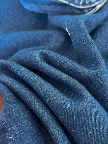 SHEIN Genkimix Kids 大码女童休闲时尚简约百搭深蓝色水洗牛仔长裙 - 藍色 - 查看 4