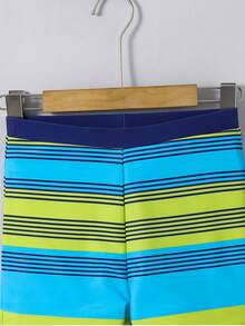 SHEIN 3pcs Kids/Tween Boys' Casual Versatile Printed Rash Guard Set, Including Crew Neck Short Sleeve Swimsuit, Long Sleeve Wetsuit, And Printed Swim Trunks - Multicolor - View 3