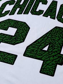 Aesthetic Post Men's Summer Casual Sports Collegiate Style Numeric & Letter Print Contrast Striped Binding Basketball Jersey - Green - View 6