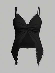 Modmama 2 peças Conjunto Halterneck Maternidade Cor Sólida com Design Torcido e Barra Aberta - Preto e Branco - Visão 10