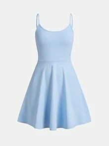 SHEIN Girlism 2pcs/Set Teen Girl Solid Color Casual Daily Vacation Camisole Dress - Pink - View 6