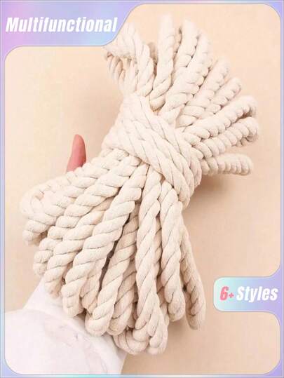 Cuerda de macramé de 10 mm x 3,9 m, cuerda natural de macramé trenzada de 3 hebras para colgar en la pared, colgar plantas, manualidades, envolver regalos y decoraciones de boda