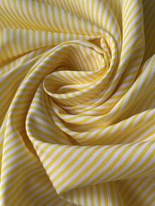 SHEIN EZwear 大码春夏刺绣衬衫短裤套装，休闲黄色条纹衬衫两件套 - 鵝黃色 - 查看 7