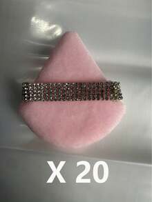 Diamond-Studded Triangular Powder Blotting Soft Crystal Velvet Setting Powder Puff Makeup Powder Blotting Sponge Beauty Fan-Shaped Sponge Tool - Pink - View 13