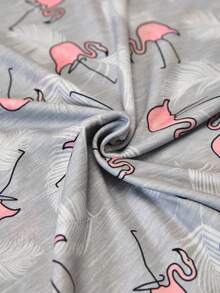 Loomlin Tropical Flamingo Vibe Pajama Set – Short Sleeve & Full-Length Bottoms - Pink - View 6