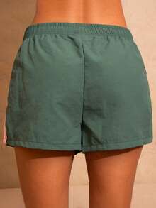 juhmazzocco 2pcs Women's Contrast Color Waistband Shorts, Summer - Multicolor - View 3