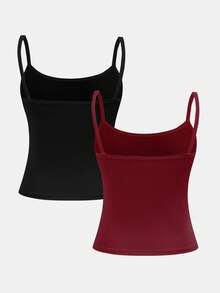 SHEIN Girlism 2件套少女简约舒适亲肤吊带文胸套装 - 彩色 - 查看 2