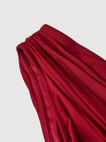 SHEIN MOD 3件套女士弹力修身荷叶边装饰短款上衣 - 彩色 - 查看 3