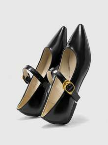 CUCCOO BIZCHIC 尖头平底鞋 女士新款春秋法式优雅软底玛丽珍鞋，穿着舒适不累脚 - 黑色 - 查看 10