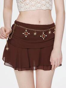 Golden Rhinestone Cross Star Waist Chain