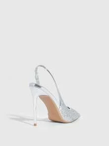 CUCCOO SZL Women's Pointed Toe Stiletto Heel Shoes, Elegant, Sweet, Romantic, Suitable For Afternoon Tea, Dates, Fashion Parties, Workplace, Halloween - Silver - View 10