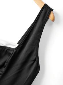 GlowEve CURVE 大码女式休闲连衣裙，中国风度假连衣裙，适合派对、聚会、街头、圣帕特里克节、复活节、情人节、圣诞节、感恩节等场合，宽松舒适，百搭显瘦，时尚春夏装扮 - 黑色 - 查看 4